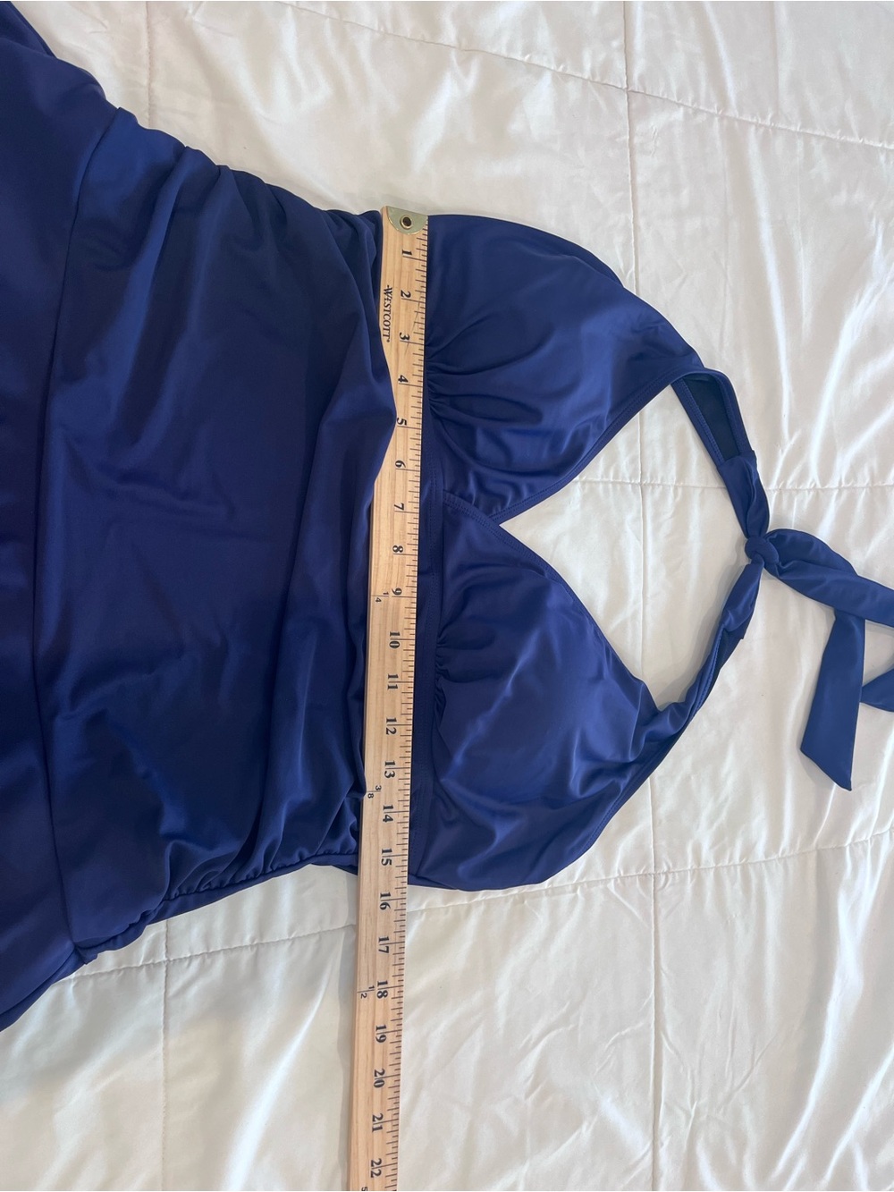 Shekini One Piece Ruched Swimsuit XXL Swimdress Navy Blue Padded Skirt Halter - Picture 8 of 9
